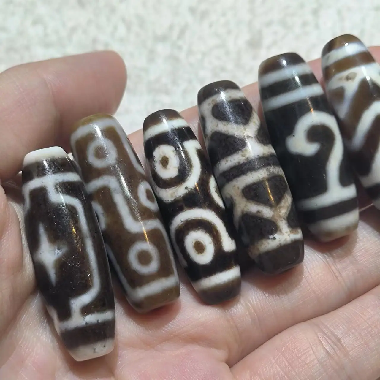 

50pcs/lot Natural Old Agate Dzi brown coffee quaint calcification Various patterns diy bracelet necklace wholesale folk-ctom