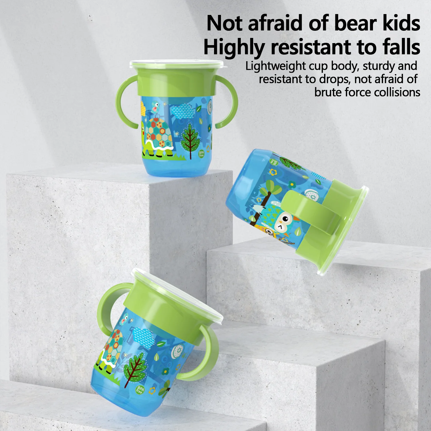 360&deg; leak-proof cup 260ml wide caliber baby learning cup baby bucking water training leak-proof drop children's Duckbill Cup
