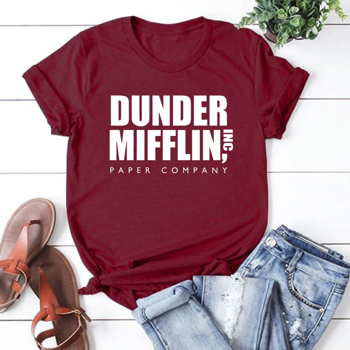  Geeboomee The Office TV Dunder Mifflin Paper Company - Camiseta  de manga corta para mujer, cuello redondo, talla grande, XL : Ropa, Zapatos  y Joyería