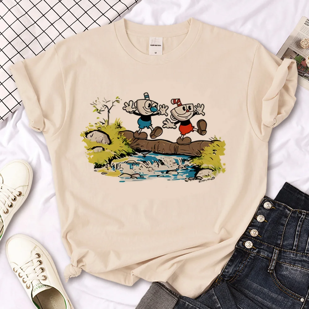 Cuphead T Shirt Donna Divertente Designer T Shirt Designer Femminile Anime 2000S Abbigliamento