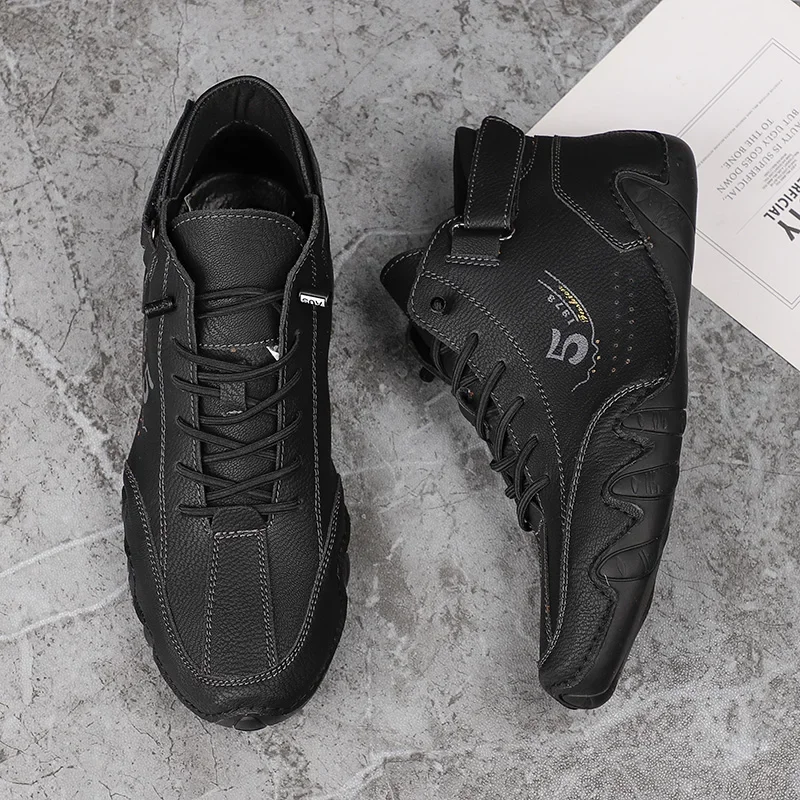 Ankle Leather Boots Men Fashion High Top Casual Shoes Handmade Botines Hombre Botte Homme Plus Big Size 48 49 50