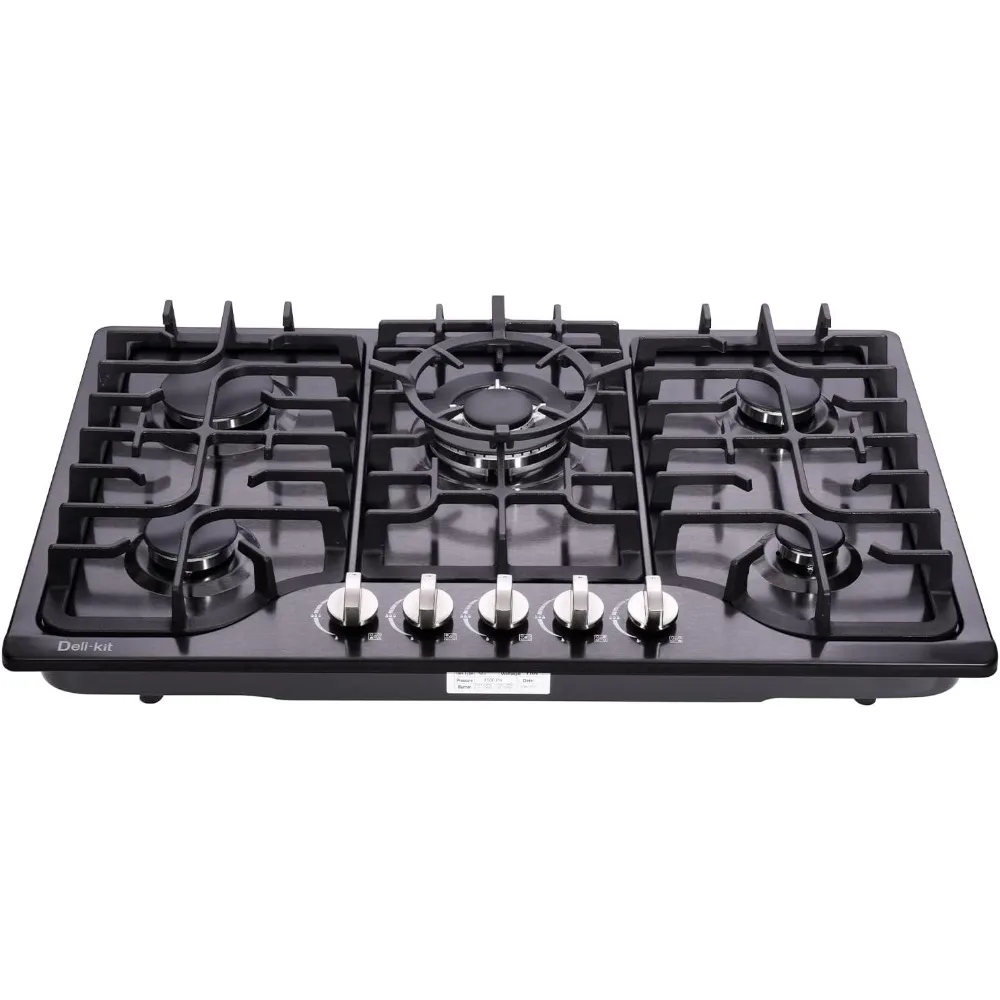 30 Inch LPG/NG Gas Cooktop Dual Fuel 5 Sealed Brass Burner Stainless Steel Hob 110V AC pulse Ignition Stainless 2