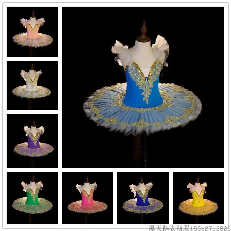 

Professional Ballet Tutu Dress Girl Dance Costume Child Performance Ballerinas Pancake Tutu Kids Child Carnival Jazz Dance Dress