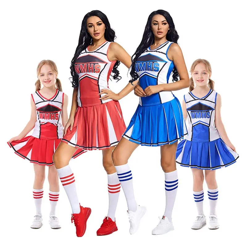 

Womens Sleeveless Football Baby Cheerleader Dress Schoolgirl Cheer Musical Glee Cheerleader Costumes Stage Performance Clothing