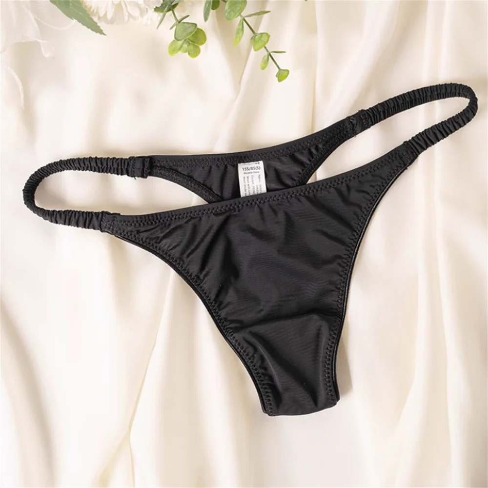 2026 Wrinkle Elastic Strap Sexy Thong Women's Leopard High Slit Ice Silk T-back Underwear Crotch Cotton G-strings Plus Size 2