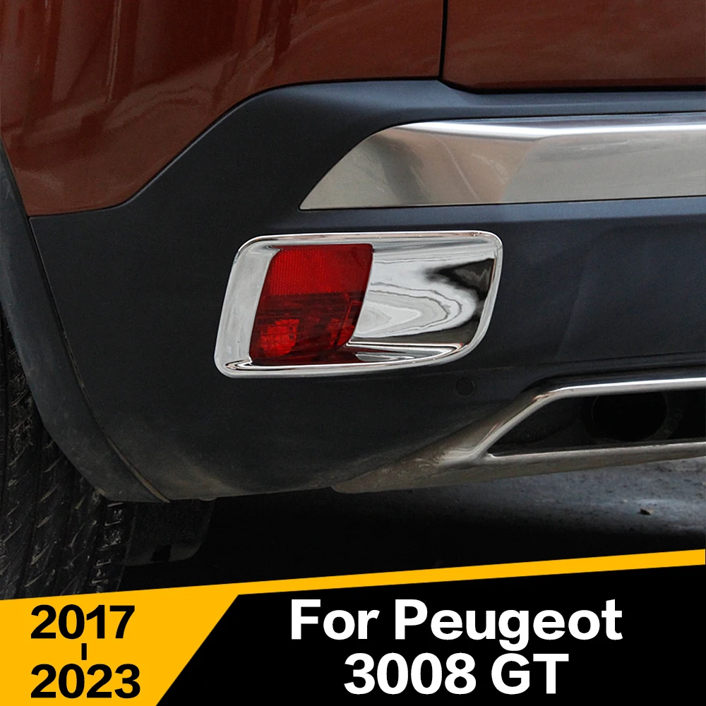 

2 Pcs ABS Chrome Rear Fog Lights Lamps Frame Cover Auto Styling Trim Car Decoration Accessories For Peugeot 3008 GT 2017 - 2023