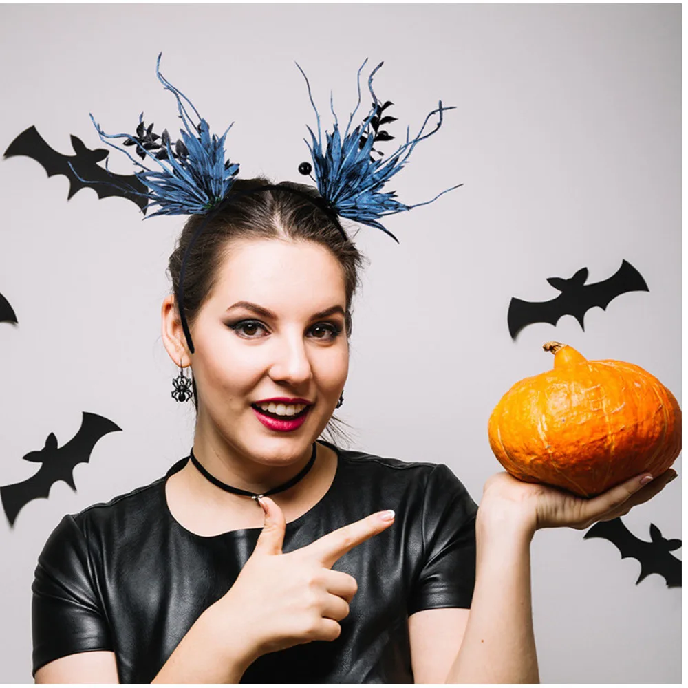 Halloween zábavná dekorace čelenka netopýr legrační duch ruce jelen parohy větve stromů spona vlásenka_voghion.com