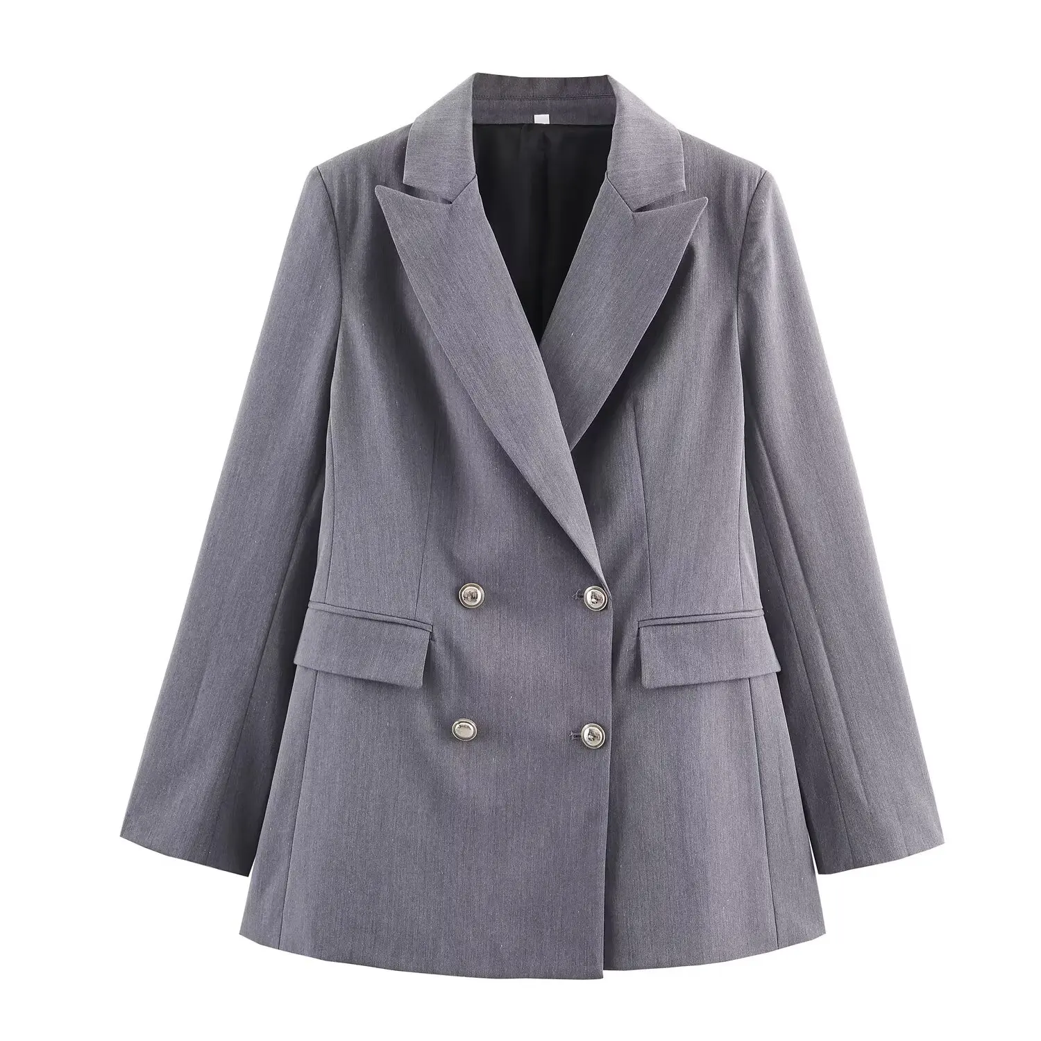 HH Frau Frühling Mode Lange Ärmel Zweireiher Tasche Dekoration Blazer + Hose Weibliche Casual Pendeln Zwei Stück Set – Detail 4
