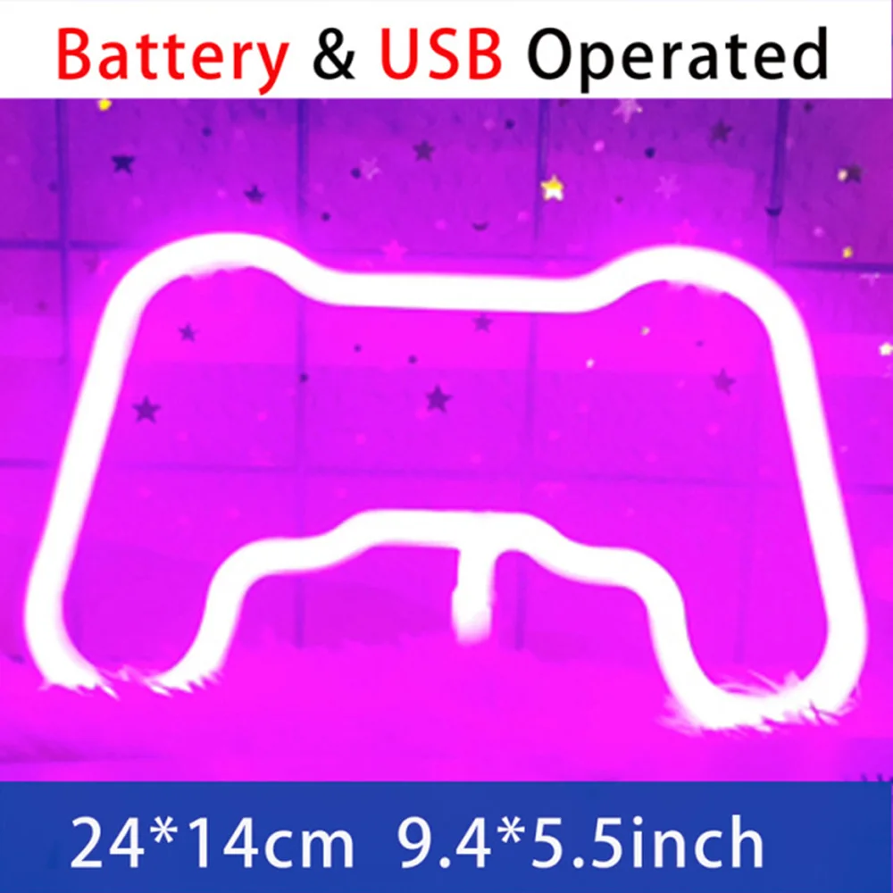 Neon Sign Light Gamepad Neon Light Alien Spaceship Shaped LED Light for Game Room Decor Xmas Party Wedding Home Decoration Gift night light for bedroom Night Lights