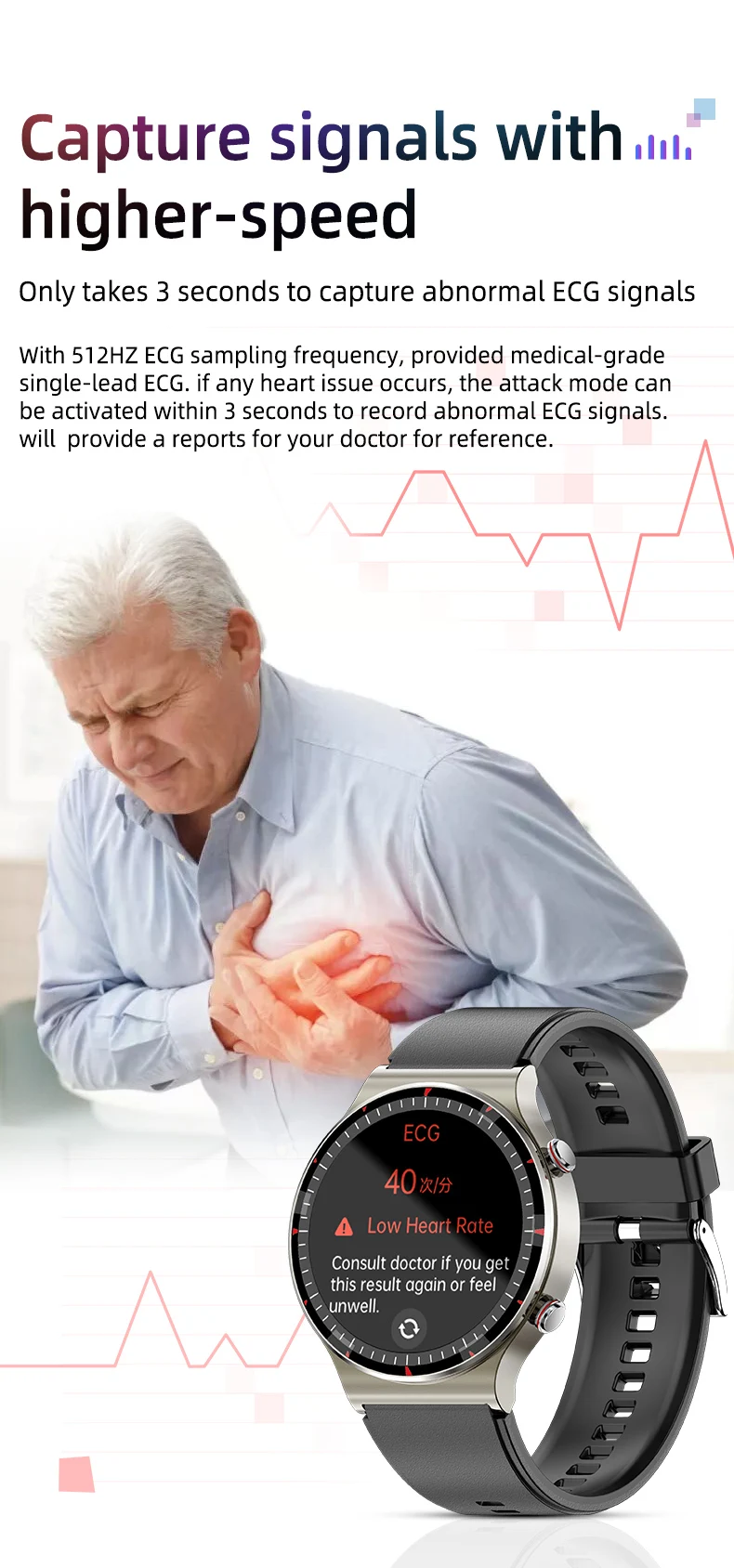 Smart Watch PPG + ECG Medical Grade Health Monitoring G08 Men Women Blood Pressure Smartwatch Sport Fitness Bracelet 2023