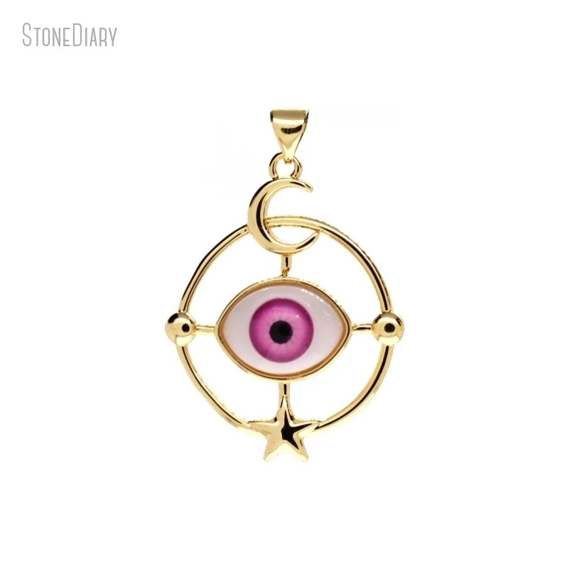 

10 шт. оптовая продажа золотой цвет розовый полумесяц Луна Турецкая круглая монета сглаза круг звезда Бохо искусственная подвеска PM47184