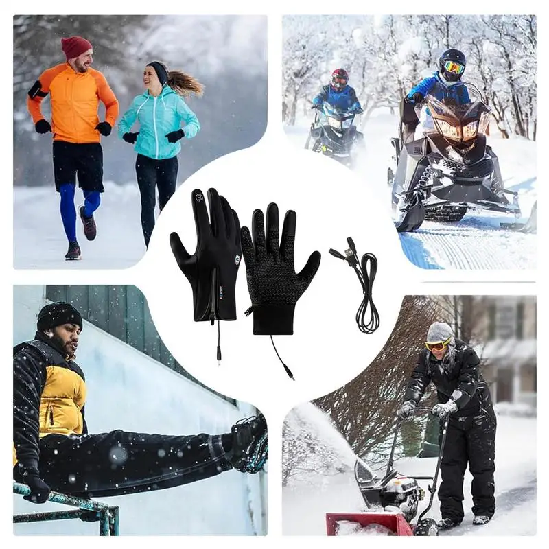 Heated Work Gloves USB Rechargeable Touchscreen Gloves Non-Slip Winter Gloves With Zipper Design Ice Fishing Gear For Men Women 4