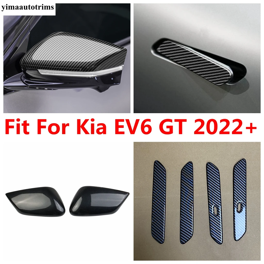 

Car Rearview Mirror Cap / Side Door Handle Decoration Cover Trim For Kia EV6 GT 2022 2023 ABS Carbon Fiber Exterior Accessories