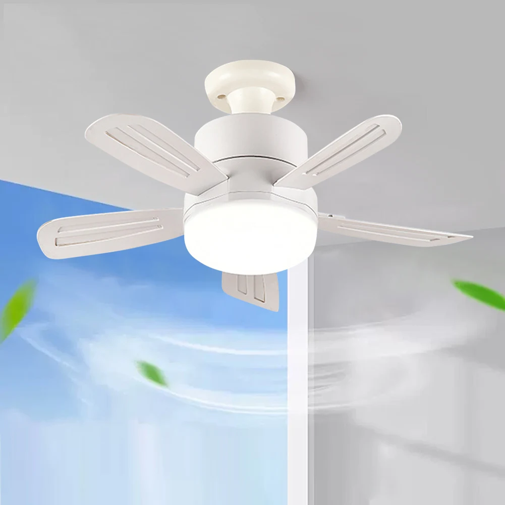 2 In 1 Hanging Fan with LED Light 3 Gears Silent Ceiling Fan Dimmable Electric Cordless Fan for Dining Room Bedroom Living Room