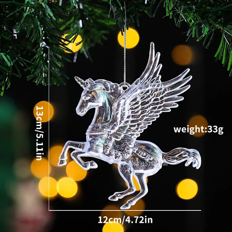 2PCS/Set Christmas Decor Crystal Acrylic Ornaments Deer Angel Xmas Tree Unicorn Hanging Pendants Navidad 2025 New Year Gift