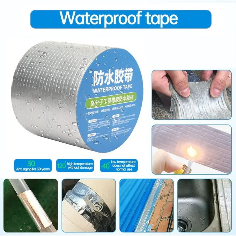 Super Strong Waterproof Tape Aluminum Foil Butyl Rubber Stop Leaks Seal Repair Tape Self Adhesive for Roof Hose Repair Flex Tape