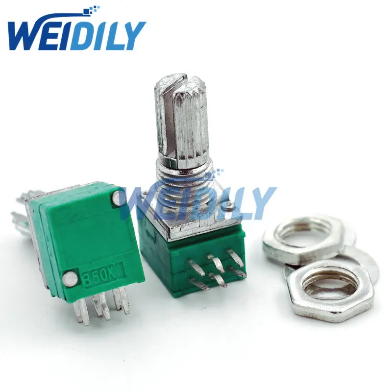 Potenziometro Doppio Albero 15mm Potenziometri B50K RK097G Sigillati - 5 Pezzi, Doppio Albero 15mm 6 Pin, Perfetti Per Amplificatori Audio Fai-da-te Akko Keyboard - Foto 6