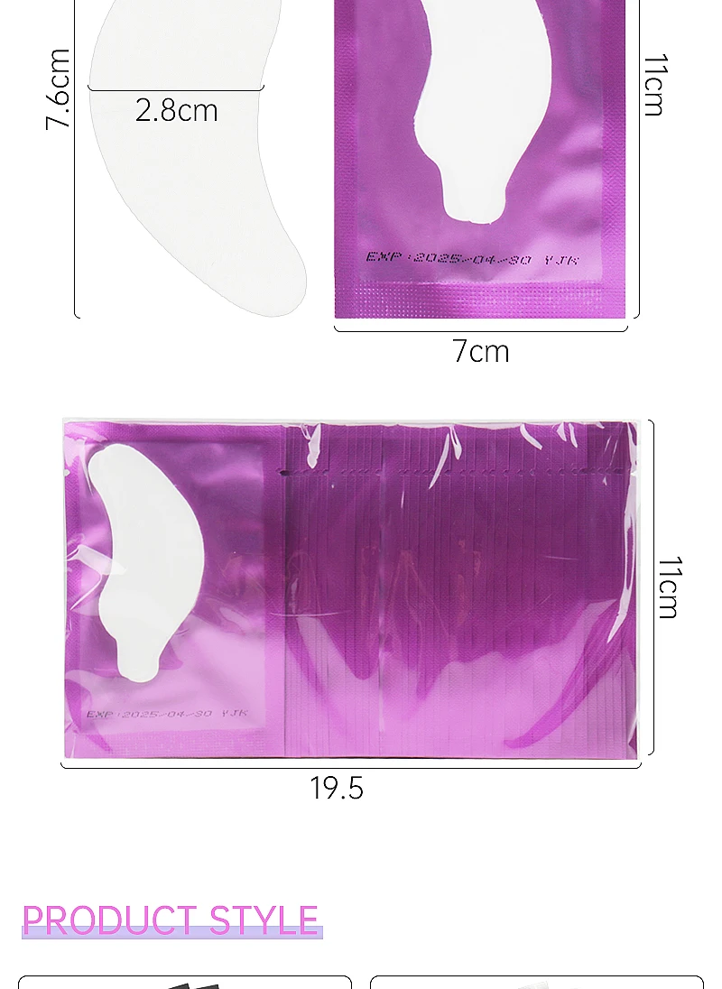 50 Paar Wimpern verlängerung Bananen förmige Gel papier pflaster, die falsche Wimpern unter Augen kissen aufkleber pfropfen Tipps Make-up-Werkzeuge – Detail 3
