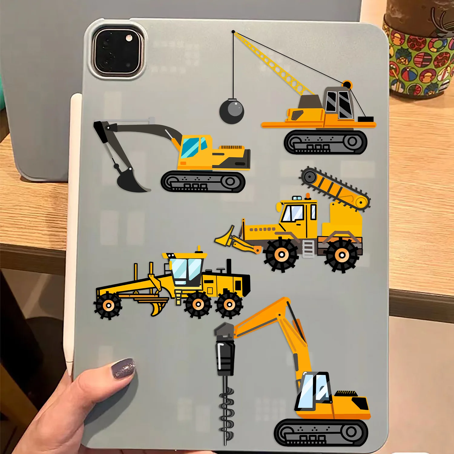 8 PCS Engineering Truck DIY Puzzle Stickers for Kids Build-A-Face Games Creative STEM Learning Toys Educational Safe Reusable