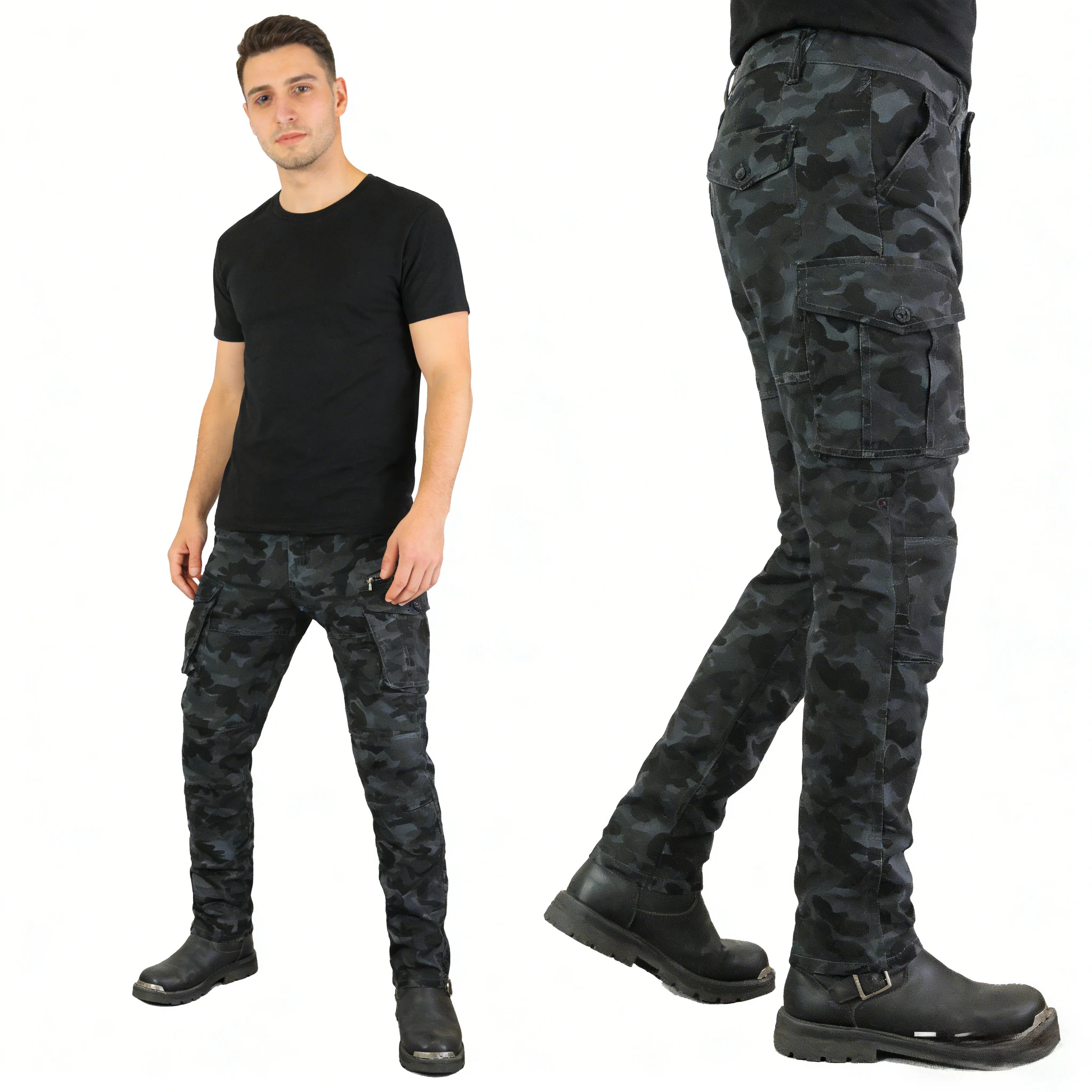 오토바이 바지 카모 청바지 모토크로스 모터라이드 스트레치 레이싱 바지 남성용 야외 라이딩 라이더 장비 보호 장비