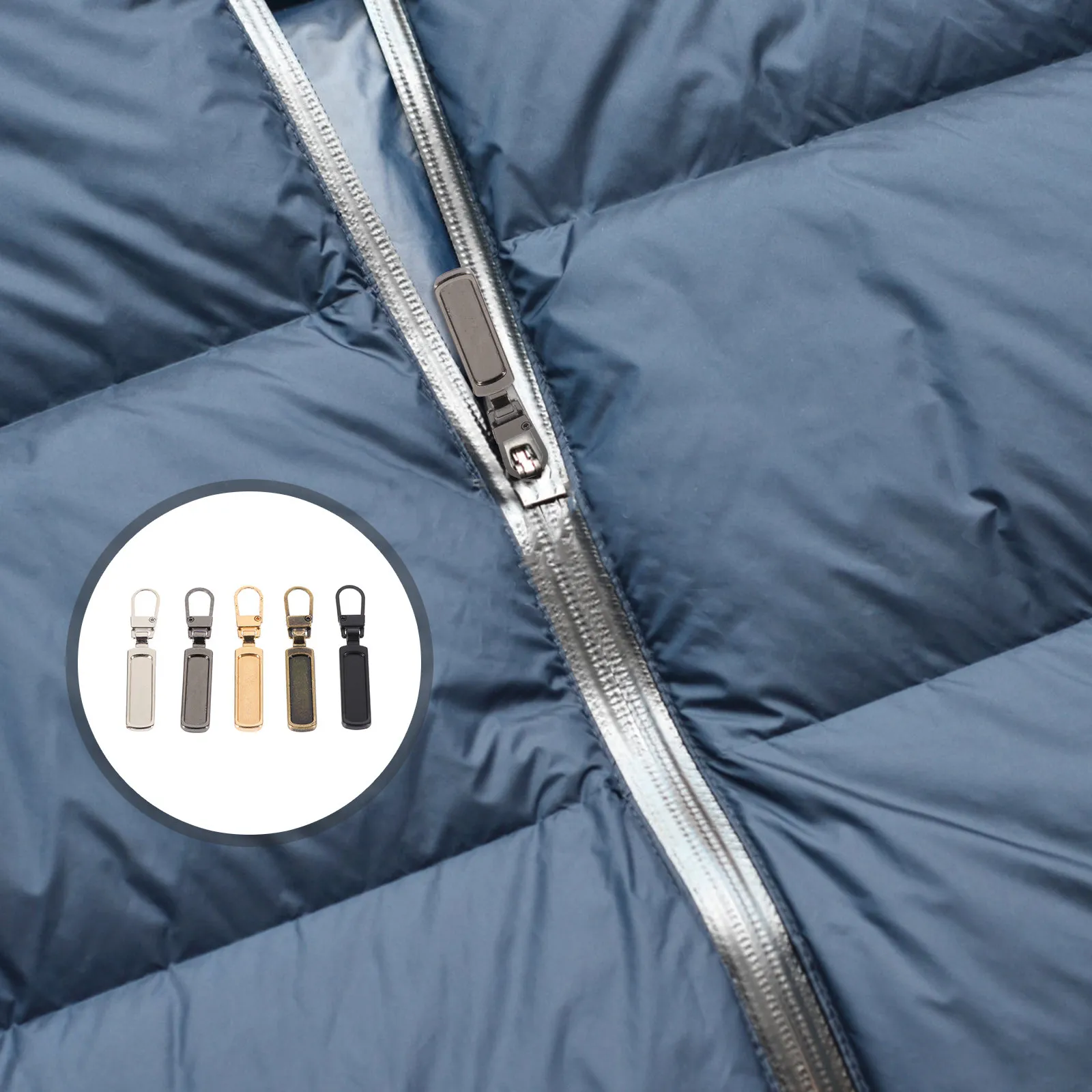 5Pcs 내구성 있는 아연 합금 지퍼 풀러 가방용 교체 헤드 의류 수하물 배낭 슬라이더 탭 액세서리