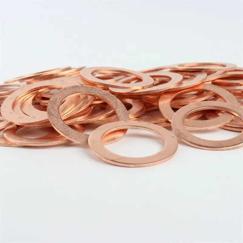 Rondelle In Rame Piatte 50 Pezzi - Dimensioni 14mm X 22mm X 1.5mm, Guarnizioni Per Alta Pressione E Temperatura, Per Applicazioni Idrauliche E Industriali