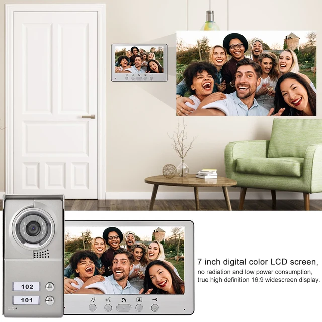 7inch Apartment Wired Video Door Phone Audio Visual Entry Intercom System Visual Entry Intercom System Home Visual Doorbell 3