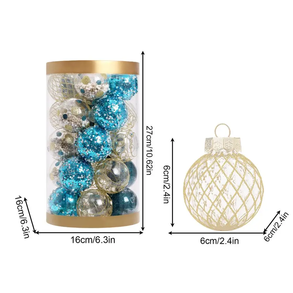 thumbnail image 1 of Adornos de bolas para árbol de Navidad, kit de 25 adornos navideños de 2,4 pulgadas, decoración para el hogar, colgante festivo, irrompible, para Navidad y temporada, 1 of 5