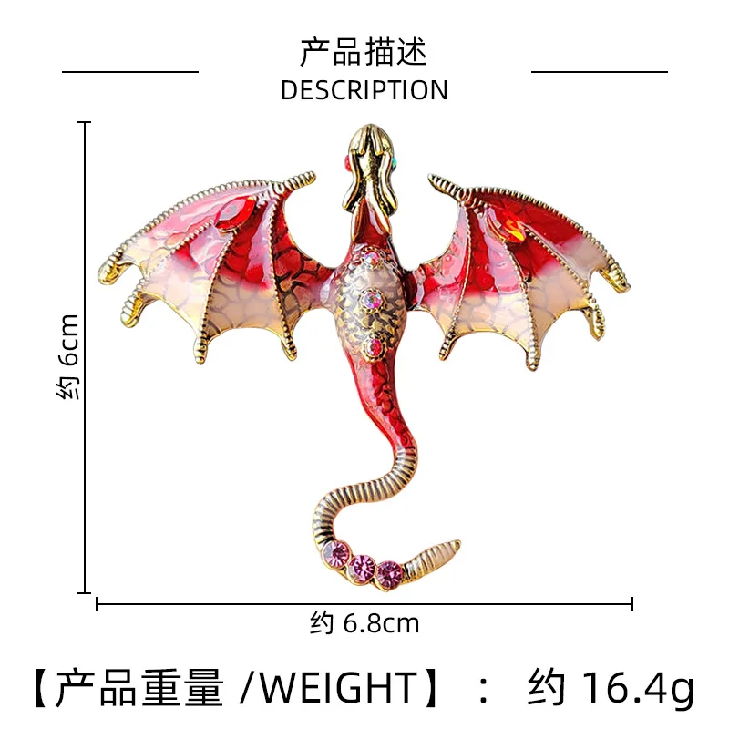 Enamel Dragon Brooches Fashion Enamel Dragon Brooches For Men Women Rhinestone Flying Dragon Clothes Suit Party Office Brooch Pins Jewelry Accessories