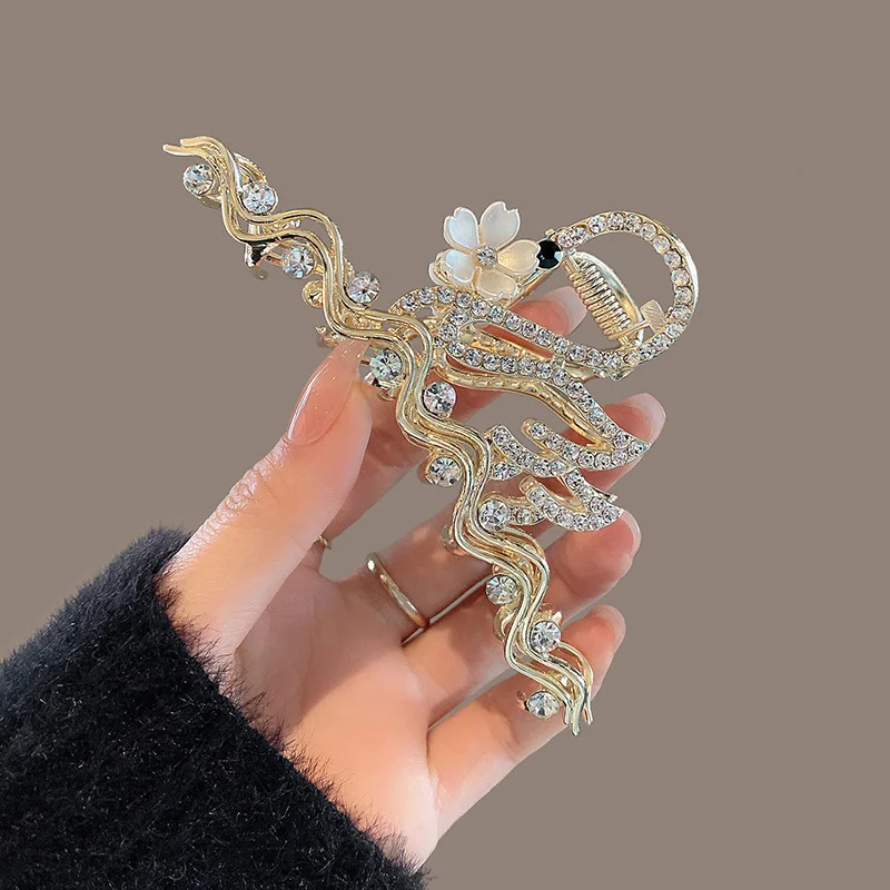 

2023 Crystal Swan Hair Claws for Women Elegance Temperament Hair Clip for Girls Pearl Flower Hairgrips Fashion Hair Accessoires