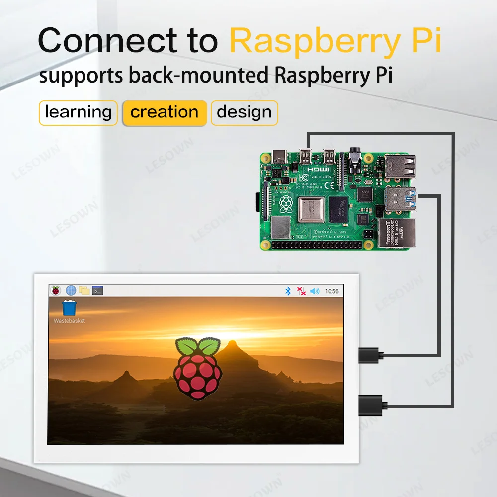 LESOWN ũ  PC  ̿,  HDMI  ġ IPS ũ,  LCD 1024x600 Ǯ HD ̵ ÷, 7 ġ