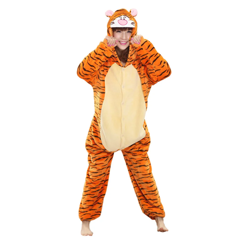 

Adults Cartoon Animal Kigurumi Tiger Onesies Women Onesie Pajamas Men Jumpsuit Hoodies Sleepwear for Halloween Carnival Party