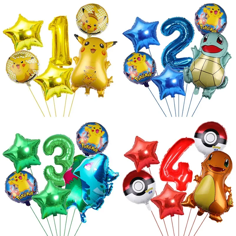 6PcsPokemonPartyBalloonsPikachuSquirtleBalloonKidsBirthday