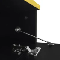 Table basse avec rangement, étagères ouvertes et LED 16 couleurs, robuste, pour le salon, verre trempé et panneaux noirs 5