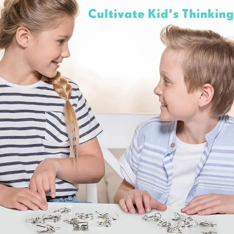 8Pcs/Set Metal Montessori Puzzle Wire IQ Mind Brain Teaser Puzzles Adults Interactive Game Reliever Educational Toys metal pirate ship puzzle cube puzzle strategic puzzle game