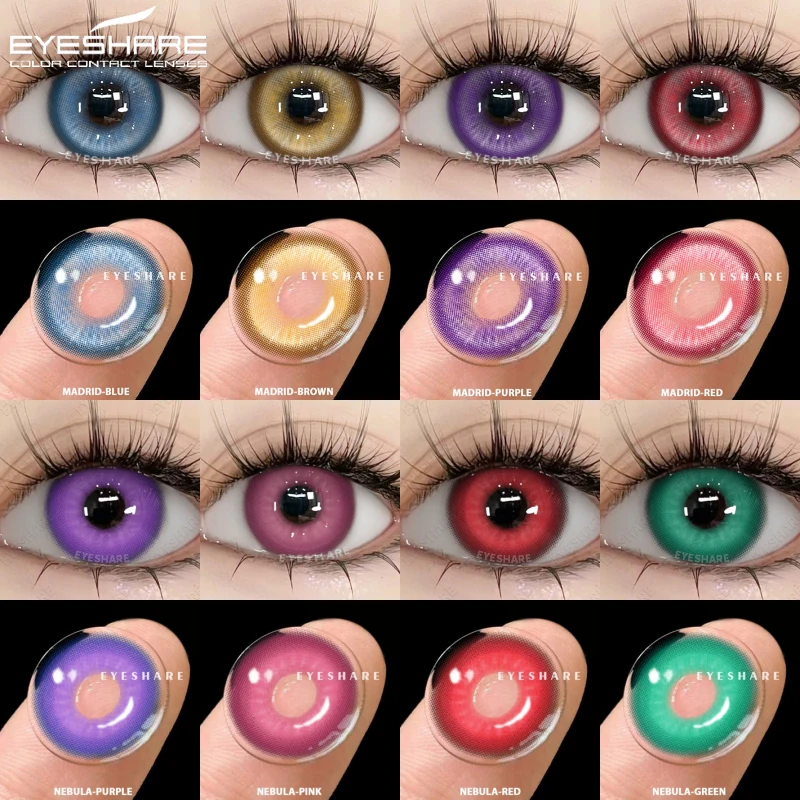 Vibrant Color Contact Lenses – Blue, Purple, Pink & Red Cosplay Collection (Yearly)