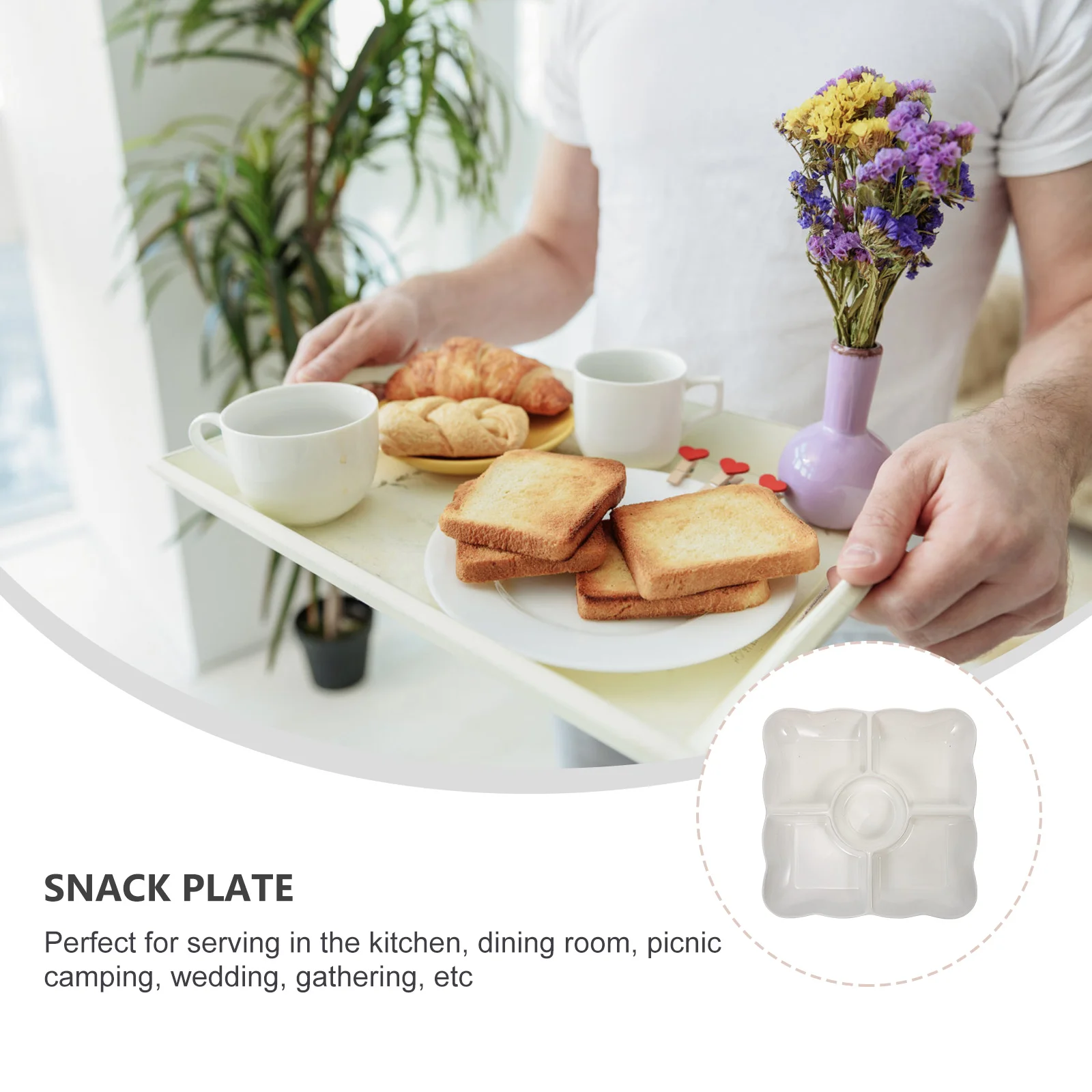 2pcs Creative Fruit Plate Snack Dessert Tray Dried Fruit Plate Multi-grid Tray fruit plate