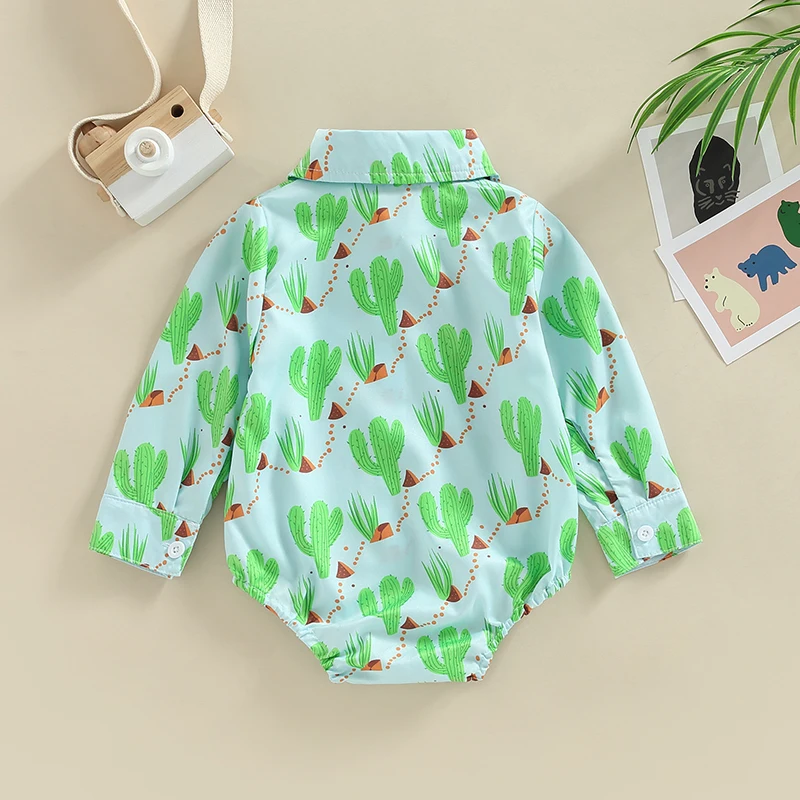 0-24M Baby Boys Shirt Romper Infant Clothing Long Sleeve Lapel