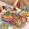 DMWD Household Electric Barbecue Grill Korean smokeless Baking Machine Non-stick coating Teppanyaki Plate Steak Roaster Picnic 3