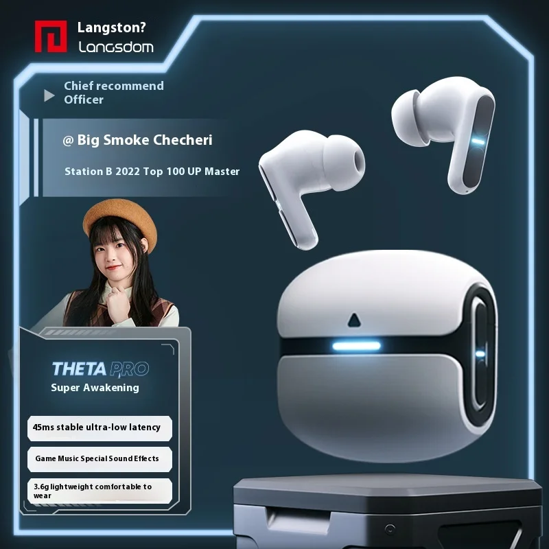 Langsdom Theta Pro 블루투스 이어폰, 소음 감소, 블루투스 5.3, 긴 배터리 수명, 저지연 무선 게이밍 이어폰, 커스텀