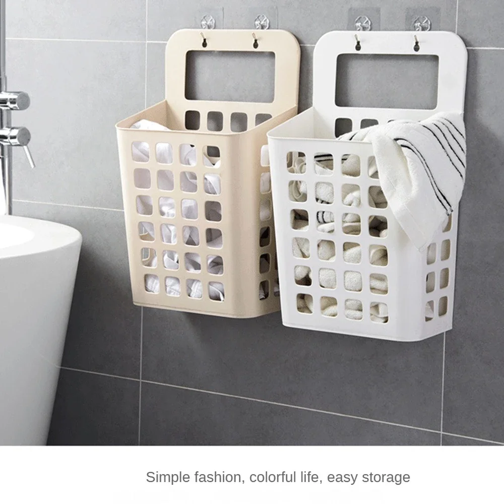 سلة ملابس قذرة قابلة للطي، منظم غسيل مدمج، معلقة على الحائط، تصميم متعدد الوظائف