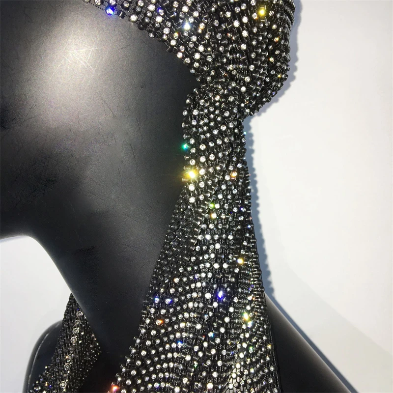Sexy Strass-Turban-Kopftuch mit Fransen für Frauen, Glitzernder Netz-Haarwickel, Y2K-Party-Festival Trendiger Streetwear-Kopfschmuck – Detail 6