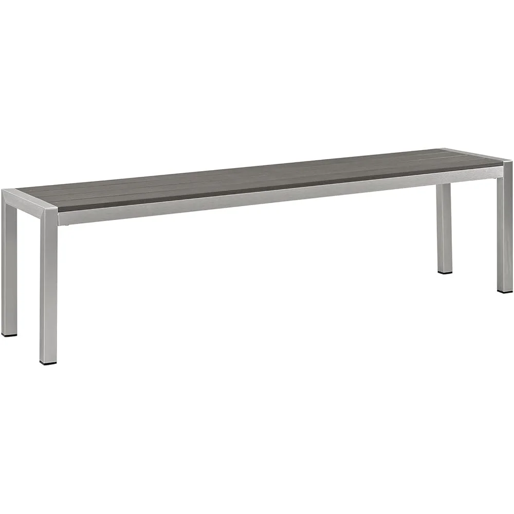 Outdoor Patio Bench Aluminum Weather Resistant Modern Design Suitable Backyard Deck Poolside Comfortable Seating 67 Inch 2
