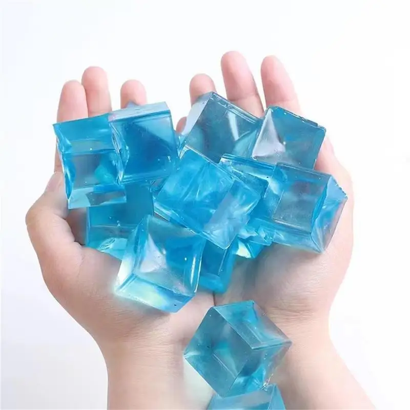 

Mini Mochi Ice Block Stress Ball Toy Anti Stress Transparent Cube Squeeze Novelty Fidget Toy
