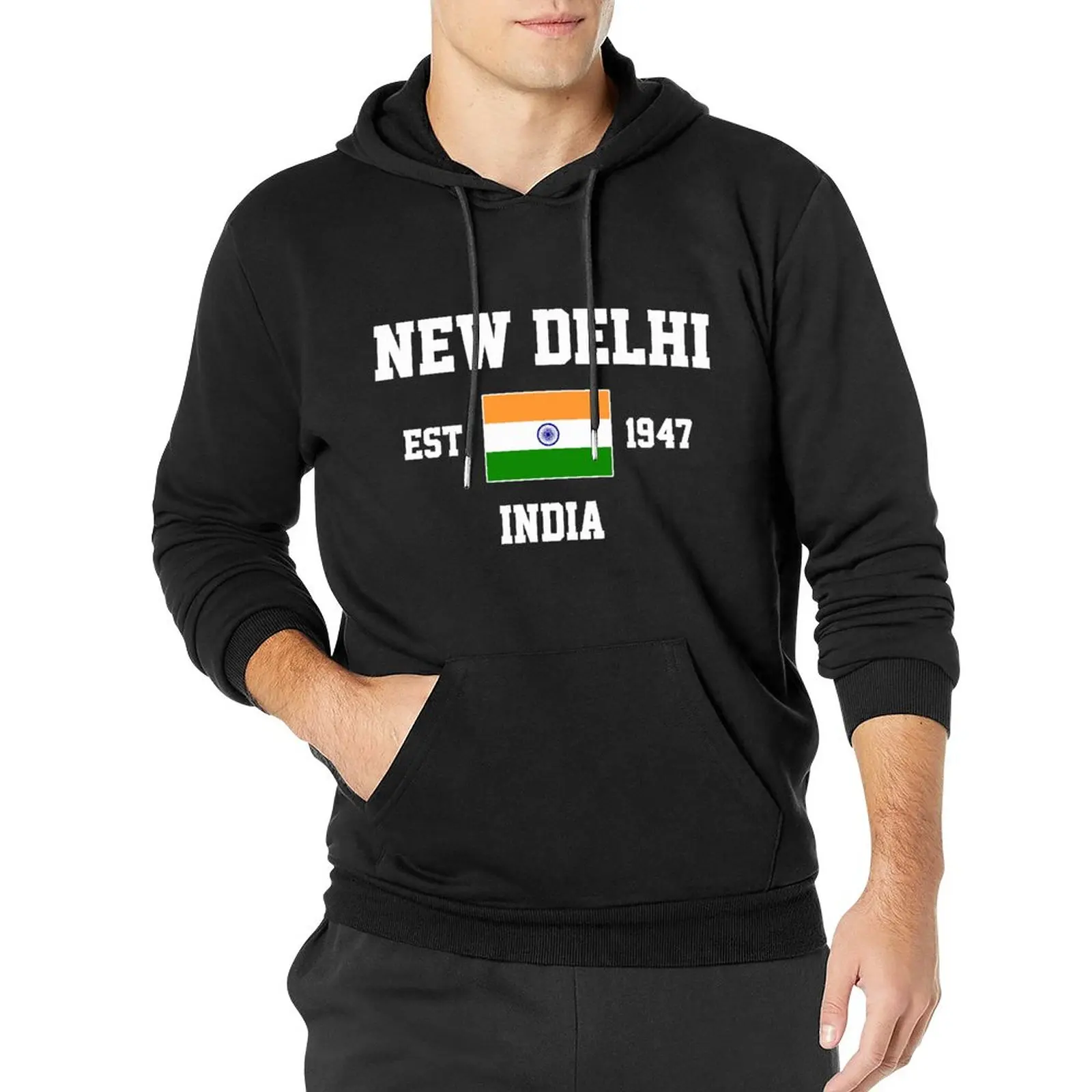 

Men Women Hoodies India EST.1947 New Delhi Capital Hoodie Pullover Hooded Hip Hop Sweatshirt Cotton Unisex