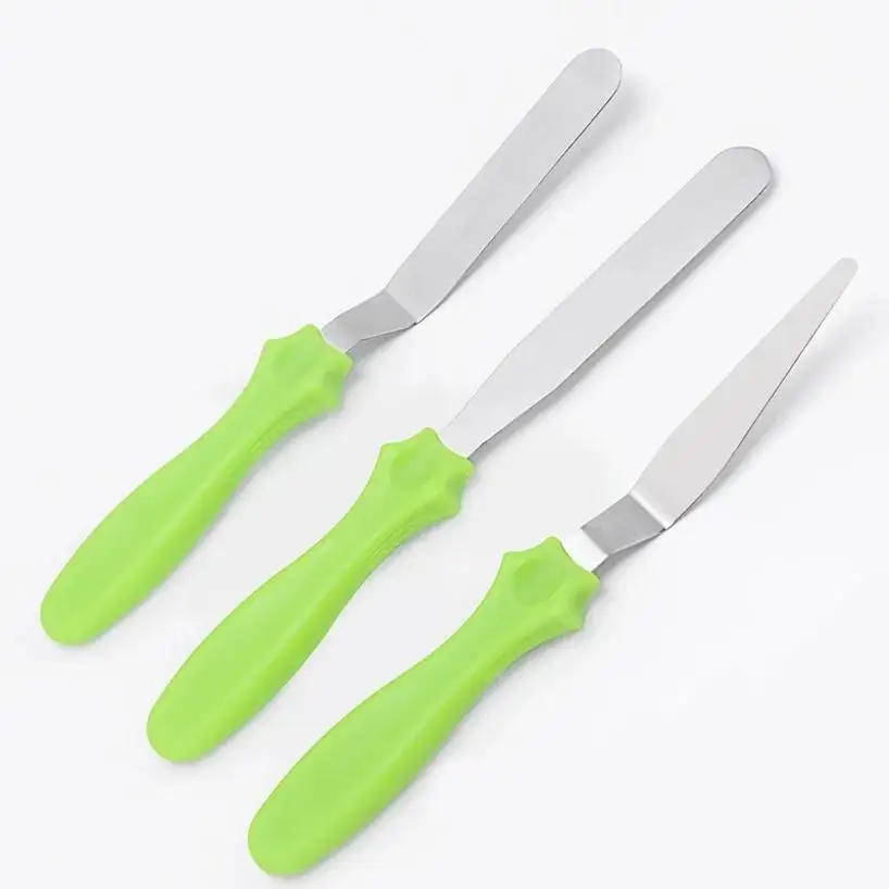 3 Pcs/Set Cream Spatula Cake Stripper Scraper Stainless Steel Trowel Set Baking Tools