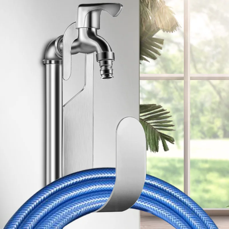 Garden hose storage rack, household outdoor water pipe bracket 304 stainless steel car wash faucet hook