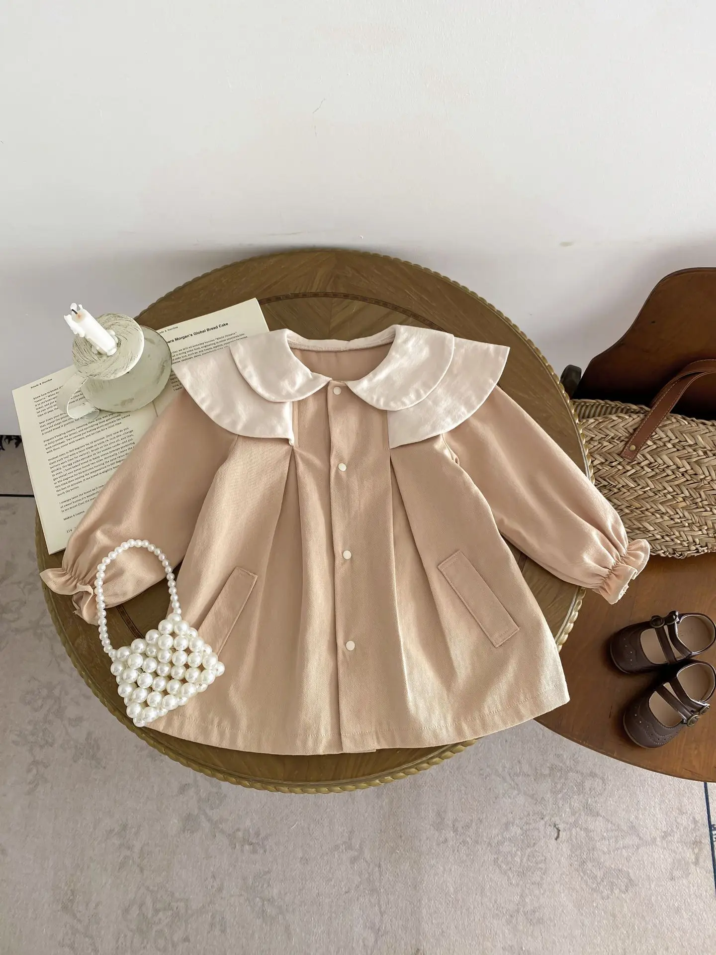 Spring New Baby Girl Long Sleeve Lapel Coat Infant Loose Casual Cardigan Jacket Toddler Solid Windbreak Children Clothes