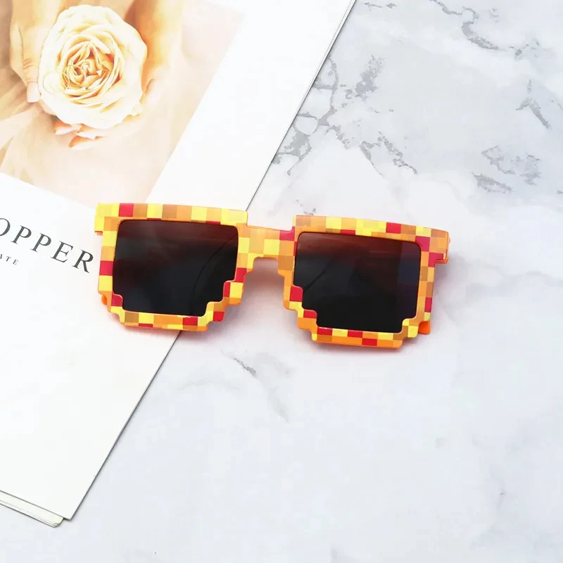 Driving Glasses Funny Sunglasses Kids Sunglasses Cosplay Action Game Toy Square Glasses Pixel Mosaic Thug Life Eyewear Driving Goggles