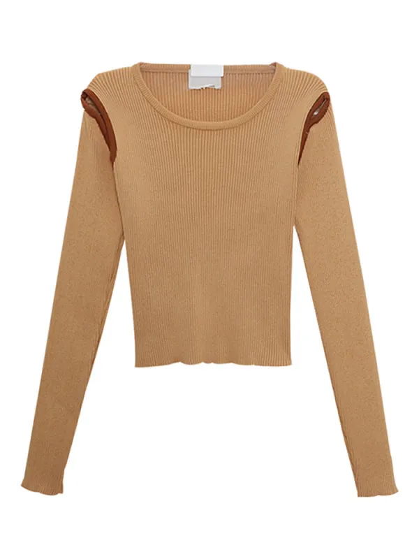 Women Knitted Off Shoulder Sweaters Autumn Long Sleeve
